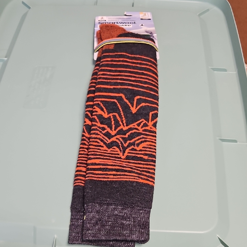 SMARTWOOL UNISEX ADULT SNOWBOARD SOCKS: ORANGE/GRAY: NEW WITH TAGS: SIZE L